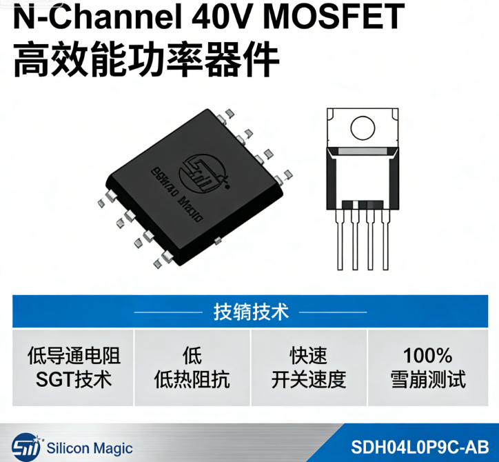 ⚡ Silicon Magic SDH04L0P9C-AB: 40V N-Channel MOSFET Built for High-Efficiency Power Supply Design